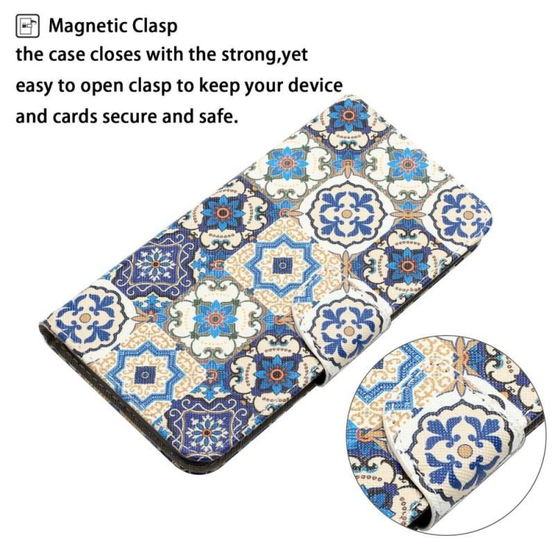 Flip Cover Samsung Galaxy S23 Ultra 5G Med Snor Strappy Patchwork