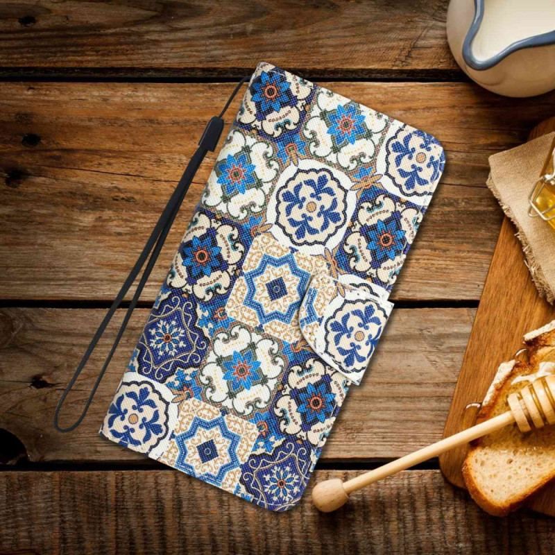 Flip Cover Samsung Galaxy S23 Ultra 5G Med Snor Strappy Patchwork