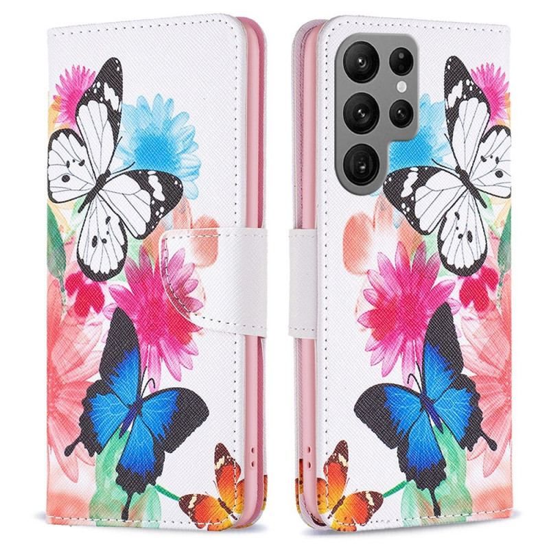 Flip Cover Samsung Galaxy S23 Ultra 5G Sommerfugle