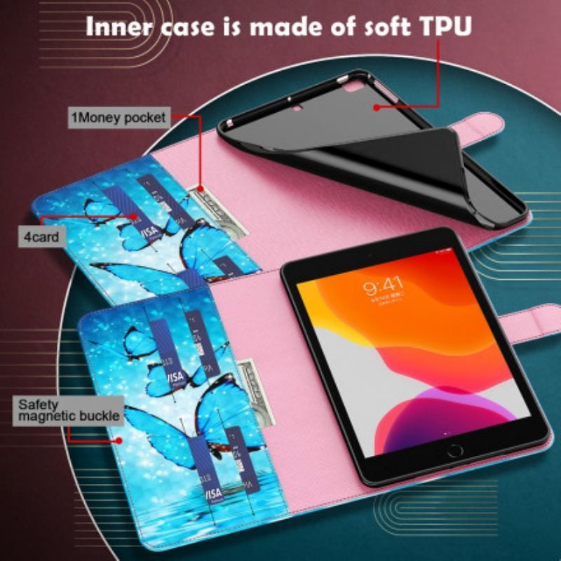 Flip Cover Samsung Galaxy Tab S8 / Tab S7 Sommerfugle I Imiteret Læder