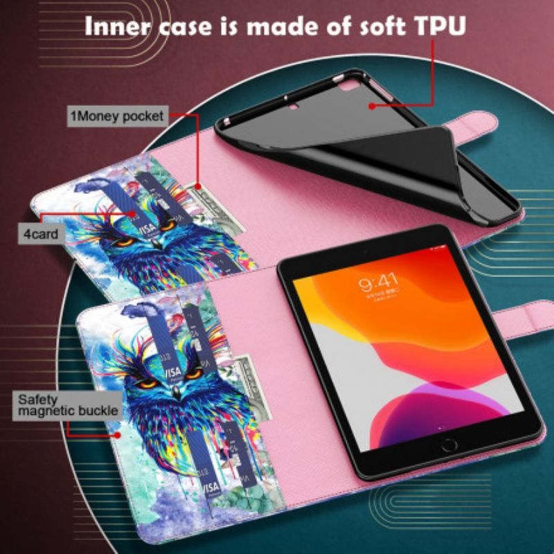 Flip Cover Samsung Galaxy Tab S8 / Tab S7 Ugle I Imiteret Læder