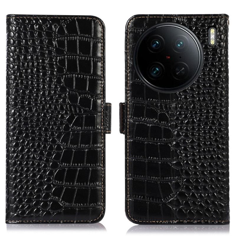 Flip Cover Vivo X90 Pro Crocodile Style Rfid