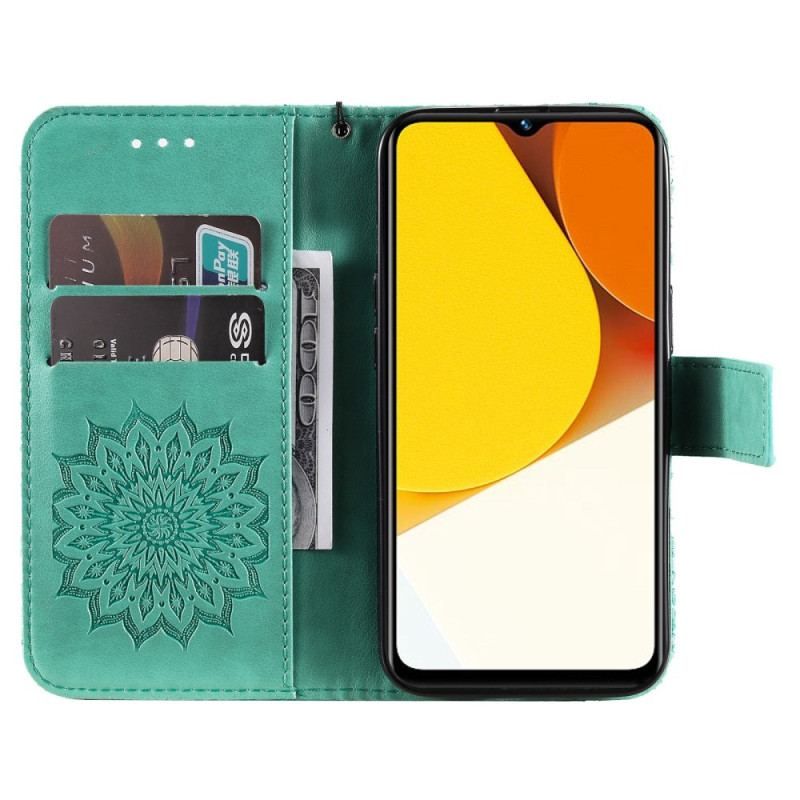 Flip Cover Vivo Y35 Mandala Sun Med Snor