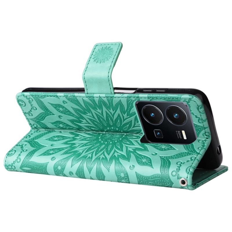 Flip Cover Vivo Y35 Mandala Sun Med Snor