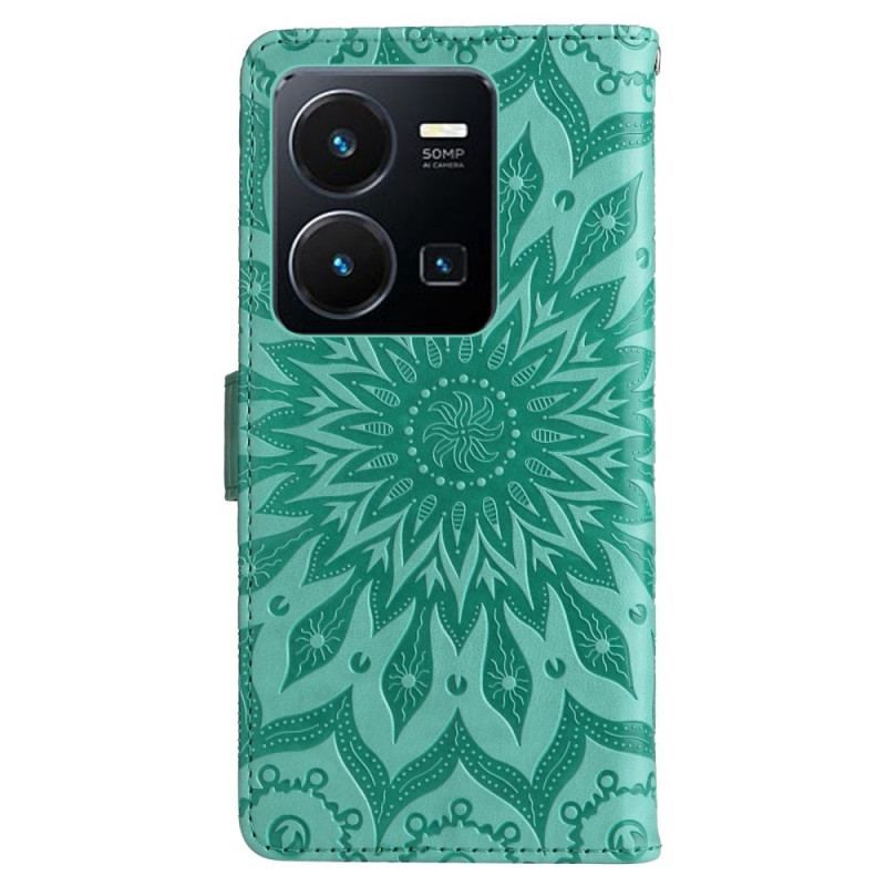 Flip Cover Vivo Y35 Mandala Sun Med Snor