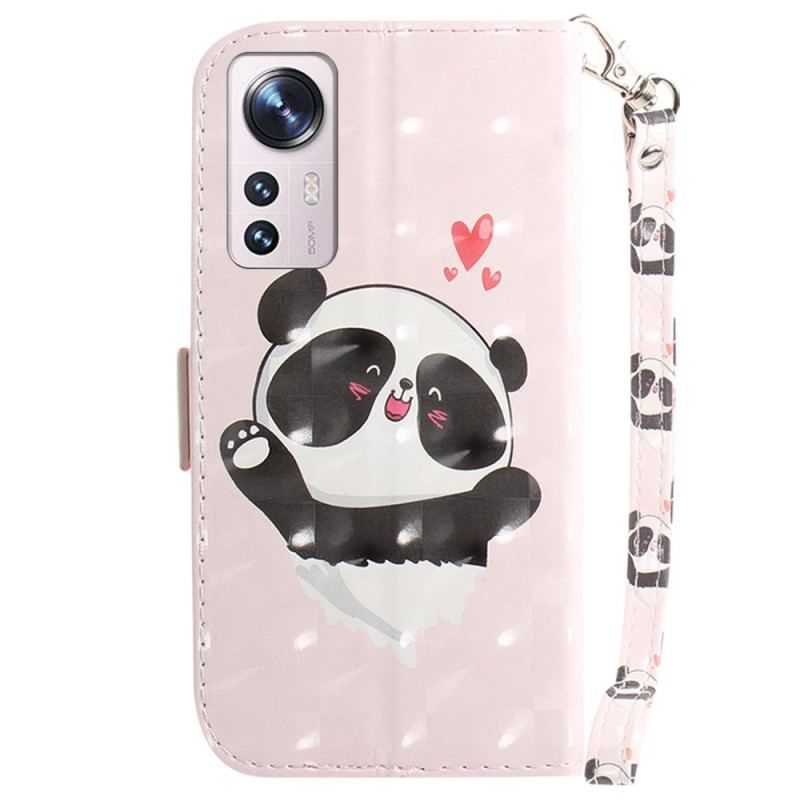 Flip Cover Xiaomi 12 / 12X Med Snor Panda Love Med Snor