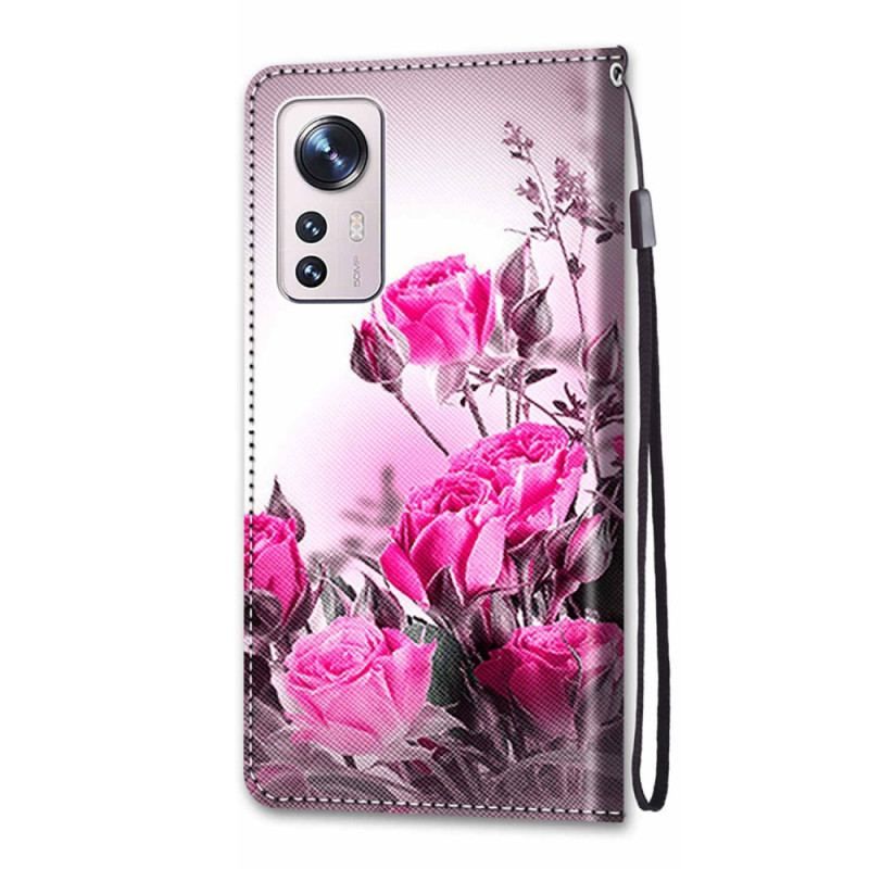 Flip Cover Xiaomi 12 / 12X Med Snor Strappy Floral