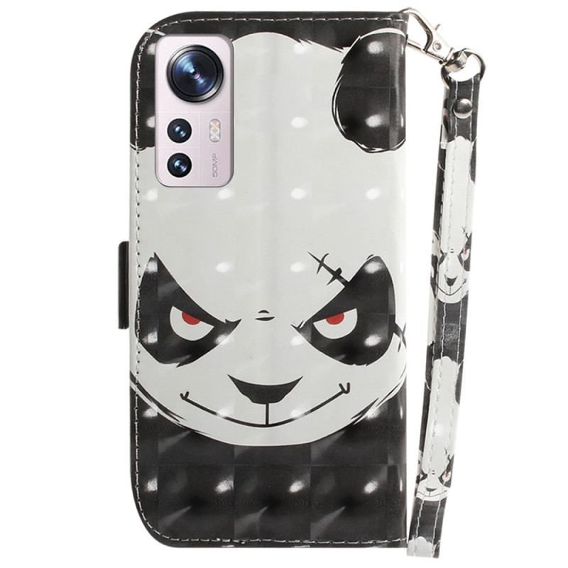 Flip Cover Xiaomi 12 / 12X Med Snor Vred Panda Med Snor