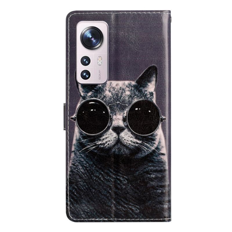 Flip Cover Xiaomi 12 Lite Med Snor Cat Strappy Briller