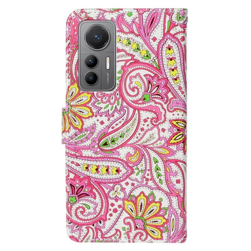 Flip Cover Xiaomi 12 Lite Med Snor Strappy Paisley Mønster