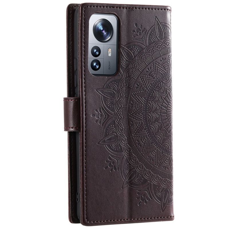 Flip Cover Xiaomi 12 Pro Med Snor Strappy Sun Mandala