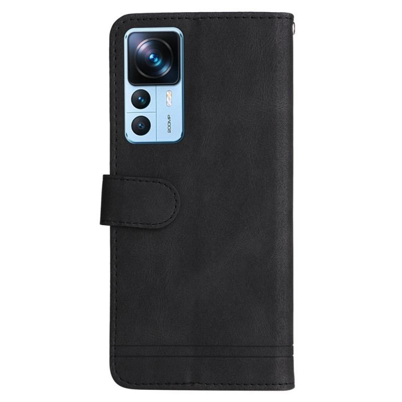 Flip Cover Xiaomi 12T / 12T Pro Dekorativ Nitte Og Snor