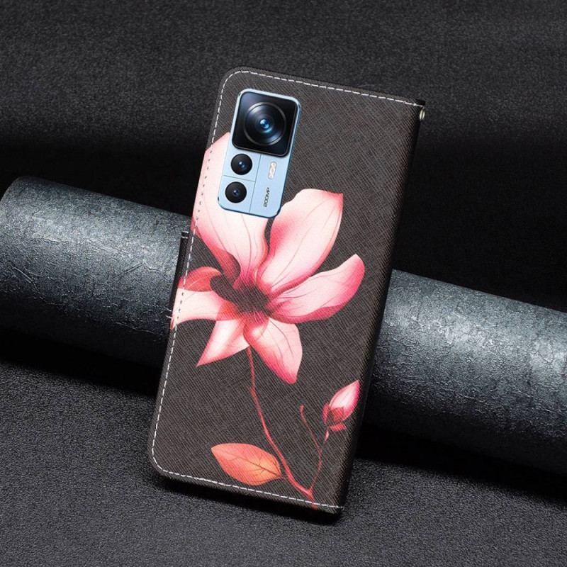 Flip Cover Xiaomi 12T / 12T Pro Lyserød Blomst