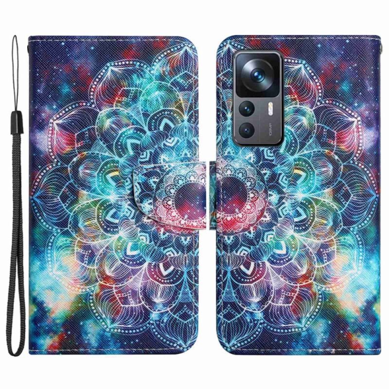 Flip Cover Xiaomi 12T / 12T Pro Med Snor Prangende Strappy Mandala