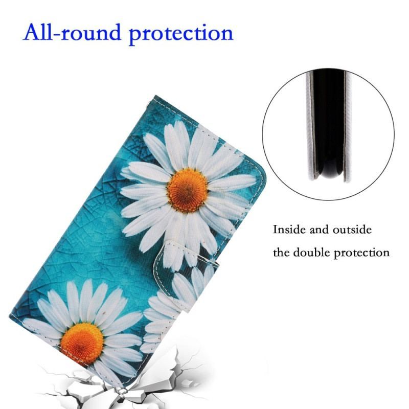 Flip Cover Xiaomi 12T / 12T Pro Med Snor Strappy Daisy