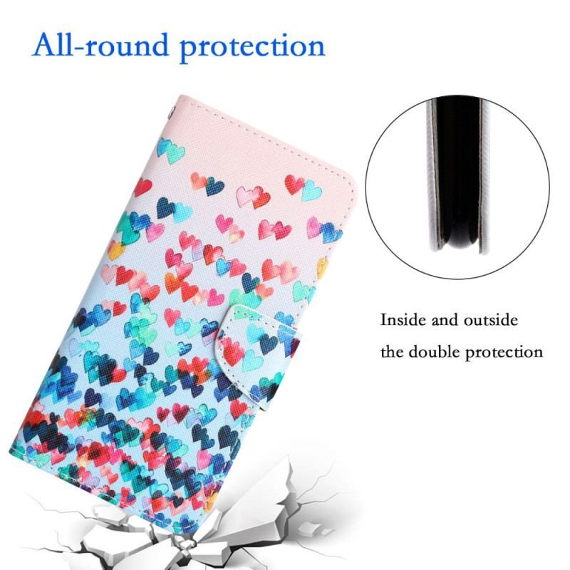 Flip Cover Xiaomi 12T / 12T Pro Med Snor Strappy Hearts