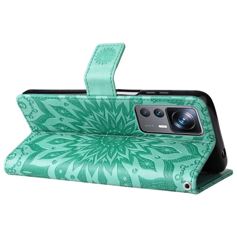 Flip Cover Xiaomi 12T / 12T Pro Med Snor Strappy Sun Mandala