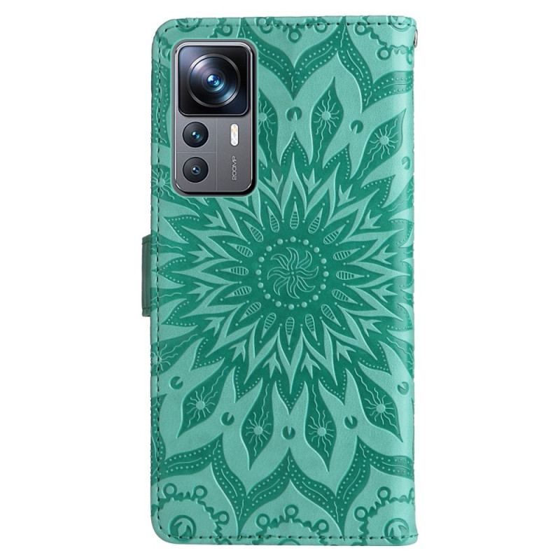 Flip Cover Xiaomi 12T / 12T Pro Med Snor Strappy Sun Mandala