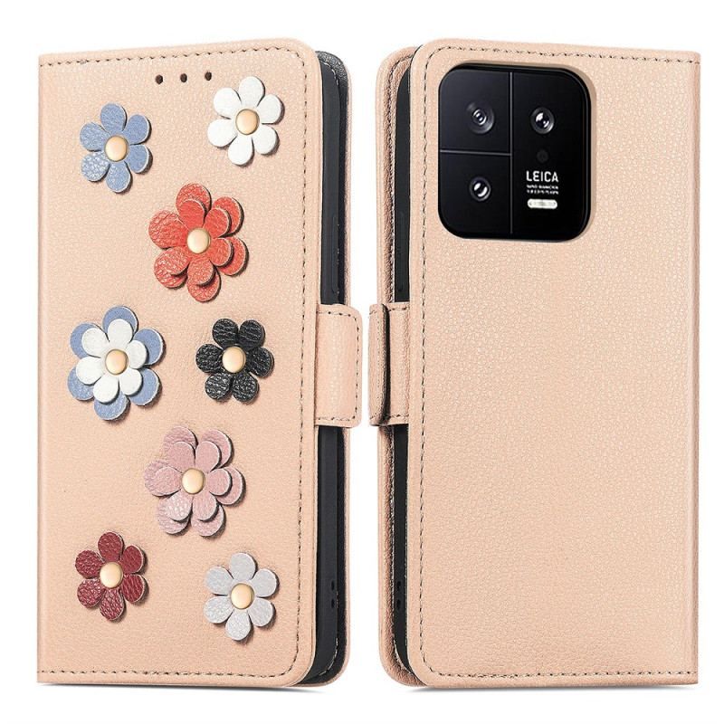 Flip Cover Xiaomi 13 Dekorative Blomster