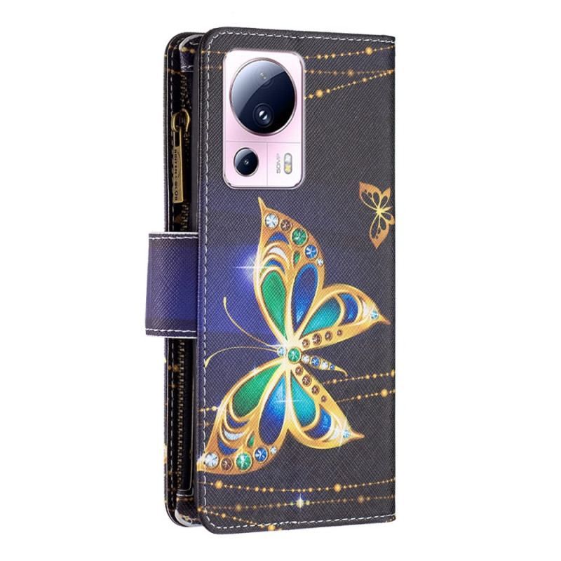 Flip Cover Xiaomi 13 Lite Punge Etui Guld Butterflies Tegnebog