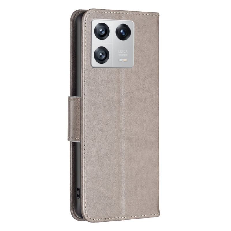 Flip Cover Xiaomi 13 Med Snor Sommerfugle Trykt Strappy