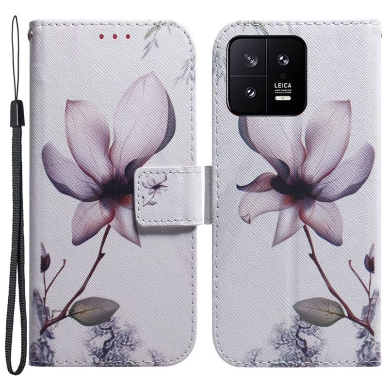 Flip Cover Xiaomi 13 Med Snor Strappy Rose Flower