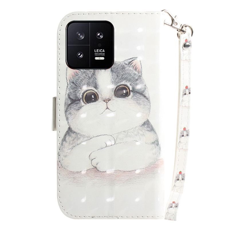 Flip Cover Xiaomi 13 Med Snor Thong Grafisk Kat