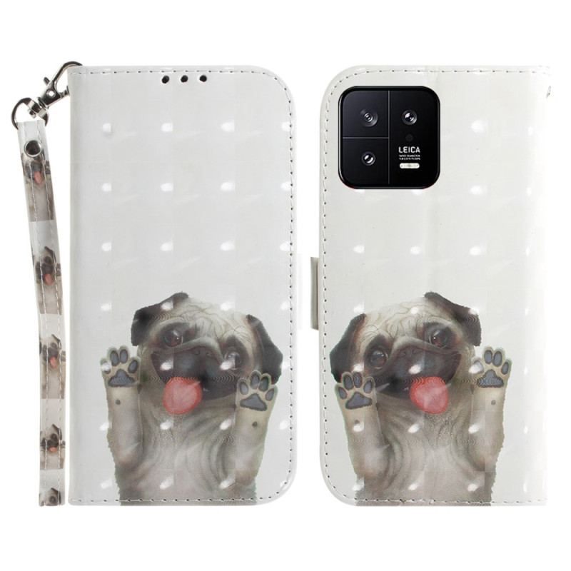 Flip Cover Xiaomi 13 Med Snor Thong Pug