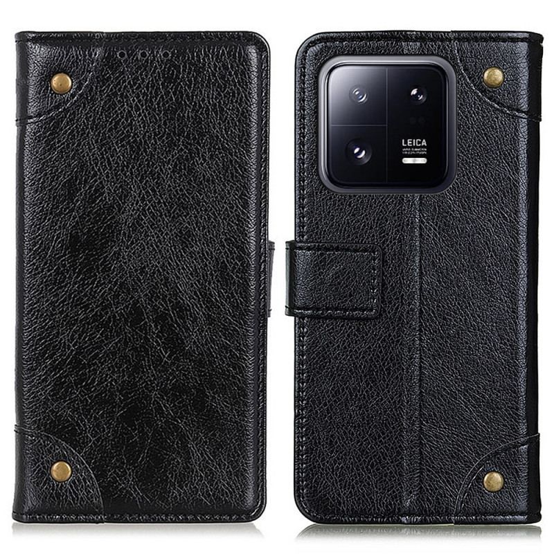 Flip Cover Xiaomi 13 Pro Style Nappa Læder Vintage Nitter