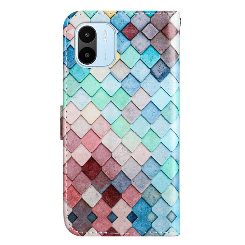 Flip Cover Xiaomi Redmi A1 Med Snor Farvet Strip Gitter