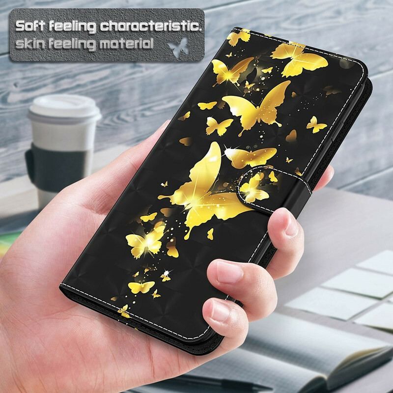 Flip Cover Xiaomi Redmi Note 10 5G Gule Sommerfugle