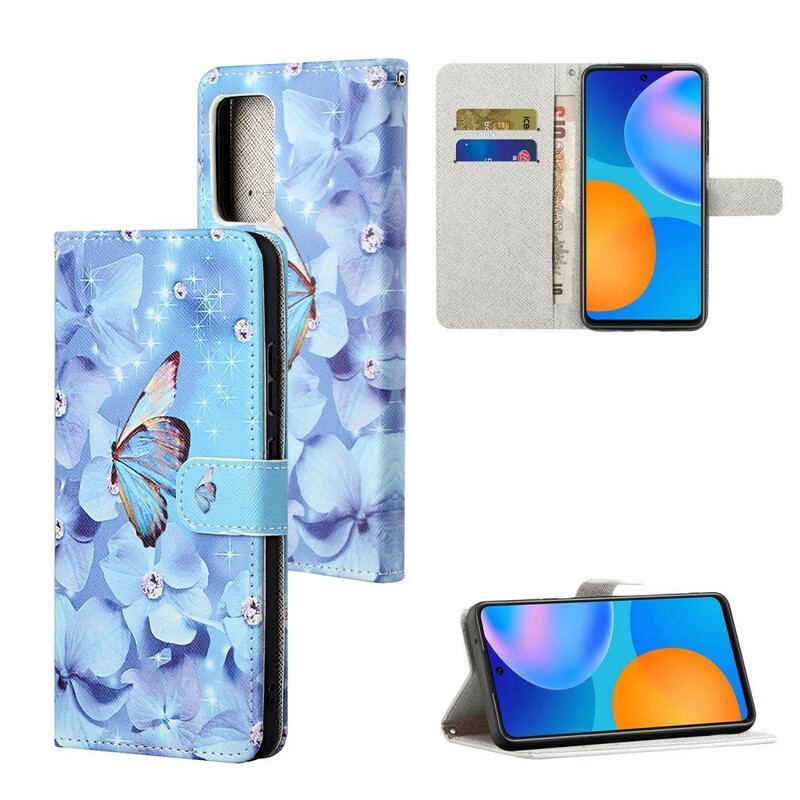 Flip Cover Xiaomi Redmi Note 10 5G Med Snor Thong Sommerfugle