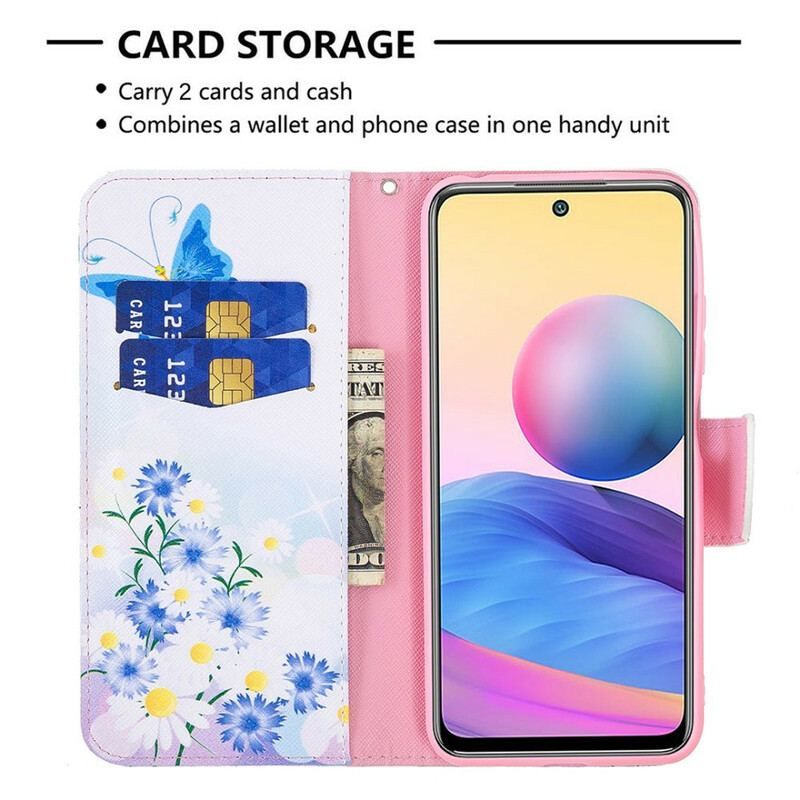 Flip Cover Xiaomi Redmi Note 10 5G Sommerfugle Og Blomster