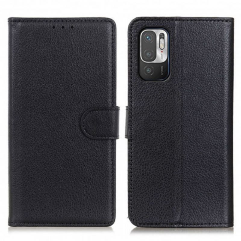 Flip Cover Xiaomi Redmi Note 10 5G Traditionelt Litchi Imiteret Læder