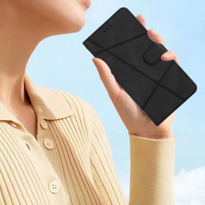 Flip Cover Xiaomi Redmi Note 12 4G Med Snor Strappy Geometrisk