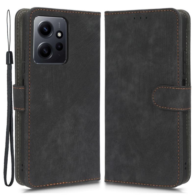 Flip Cover Xiaomi Redmi Note 12 4G Vintage Synlige Sømme