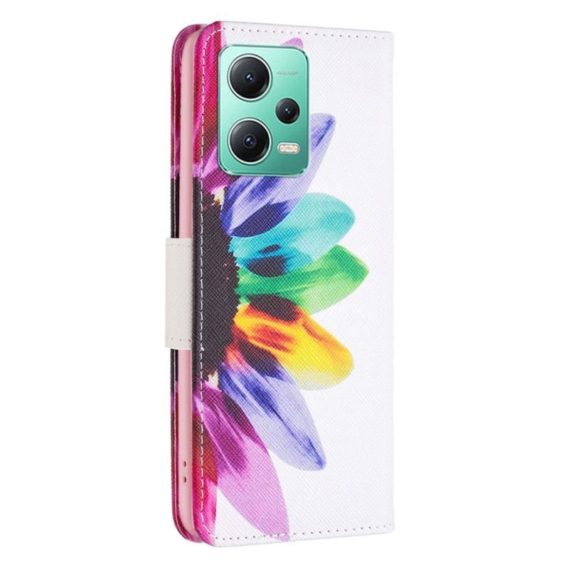 Flip Cover Xiaomi Redmi Note 12 5G Akvarel Blomst