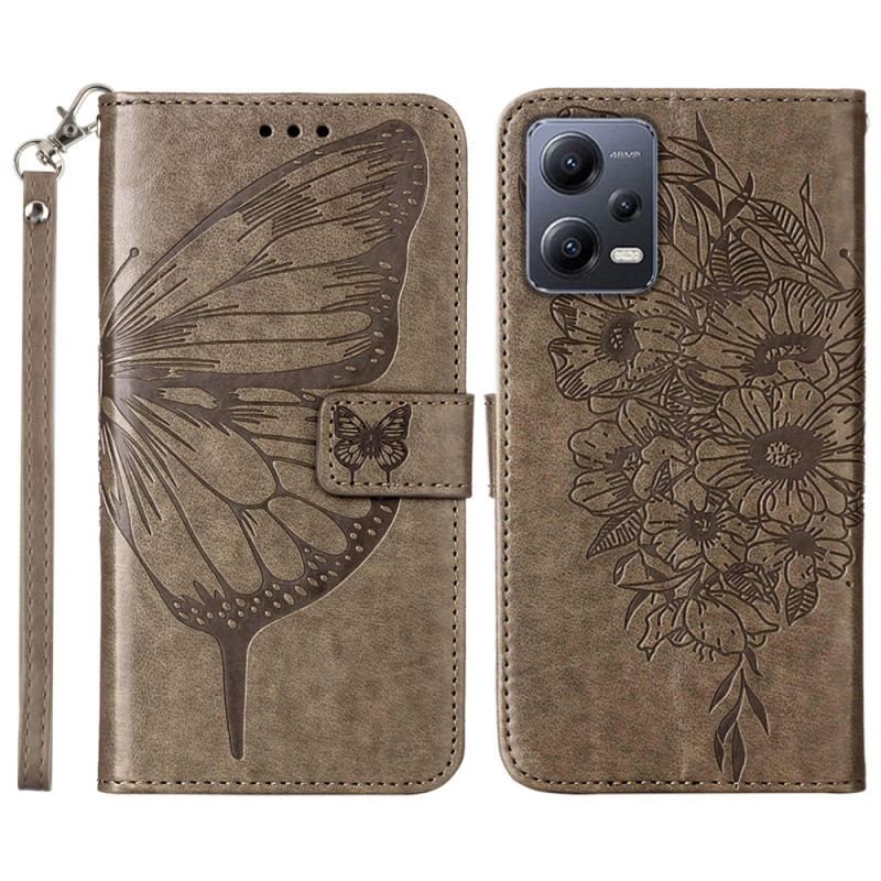 Flip Cover Xiaomi Redmi Note 12 5G Blomster Sommerfugl