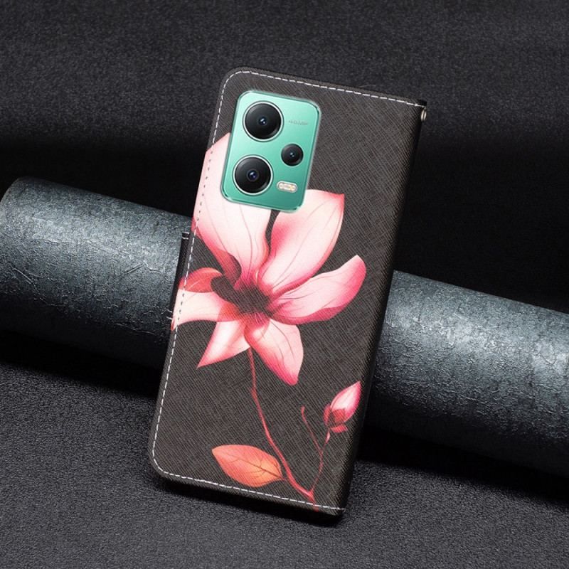 Flip Cover Xiaomi Redmi Note 12 5G Lyserød Blomst