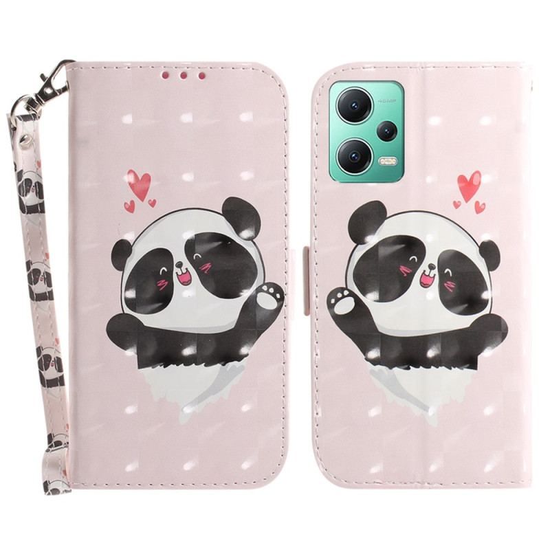 Flip Cover Xiaomi Redmi Note 12 5G Med Snor Panda Love Med Snor