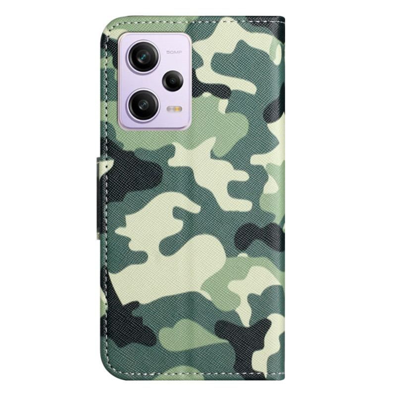 Flip Cover Xiaomi Redmi Note 12 5G Med Snor Strappy Camouflage