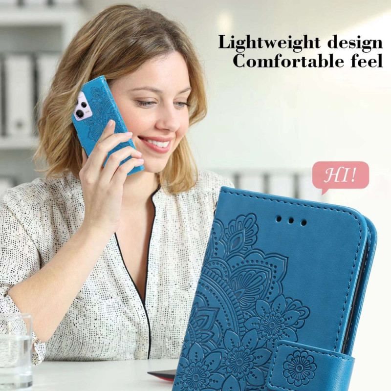 Flip Cover Xiaomi Redmi Note 12 Pro Med Snor Rem Blomster Mandala