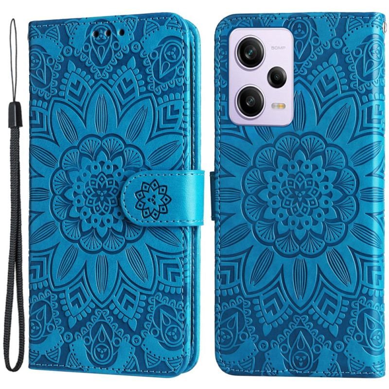 Flip Cover Xiaomi Redmi Note 12 Pro Plus Med Snor Mandala Dekoration Med Rem