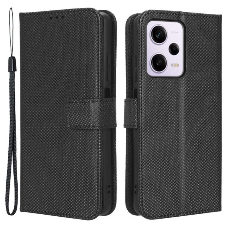 Flip Cover Xiaomi Redmi Note 12 Pro Plus Med Snor Stilfuldt Strappy Imiteret Læder