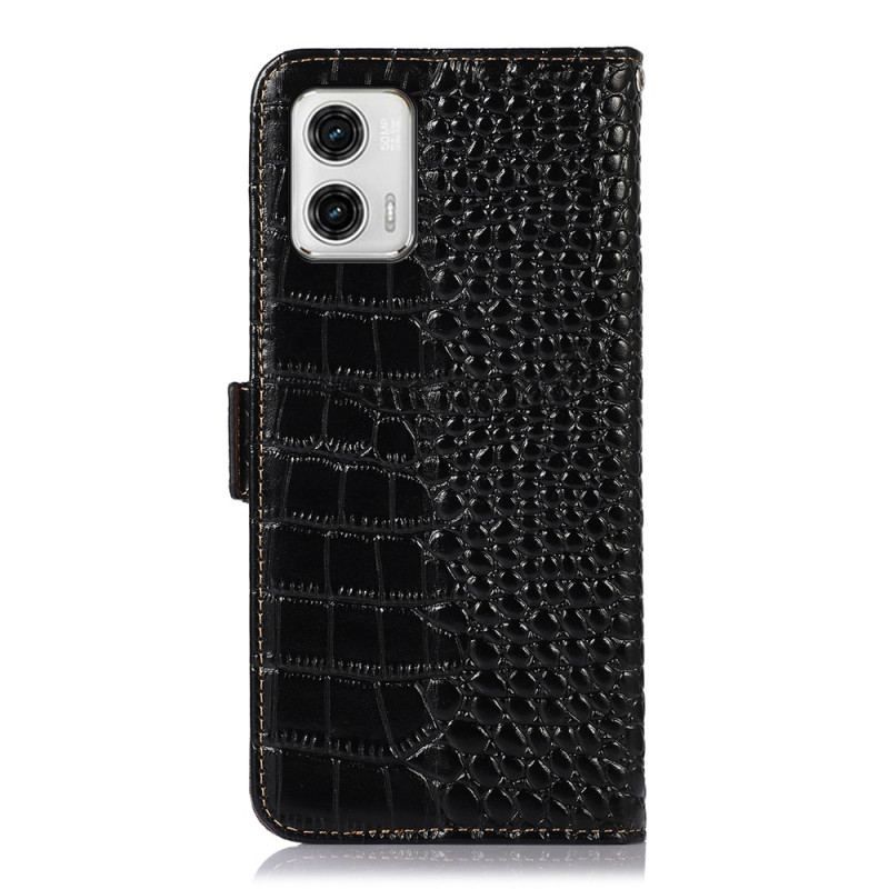 Læder Cover Moto G73 5G Crocodile Style Rfid