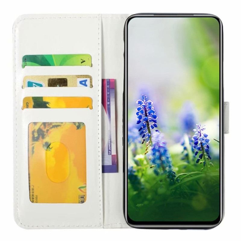 Læder Cover Samsung Galaxy A54 5G Med Snor Cat Strappy Briller