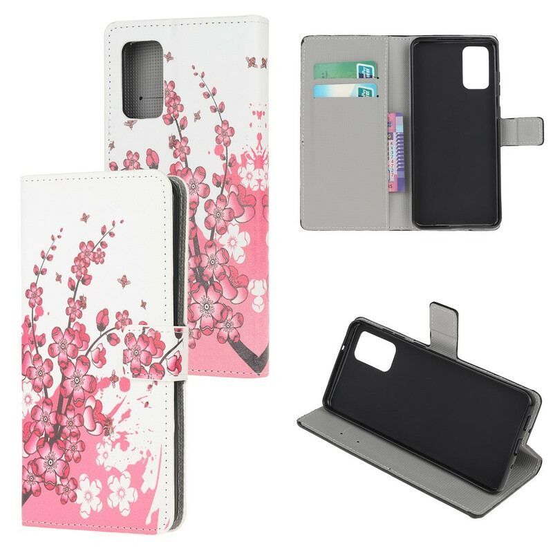 Læder Cover Samsung Galaxy S20 Plus / S20 Plus 5G Tropiske Blomster