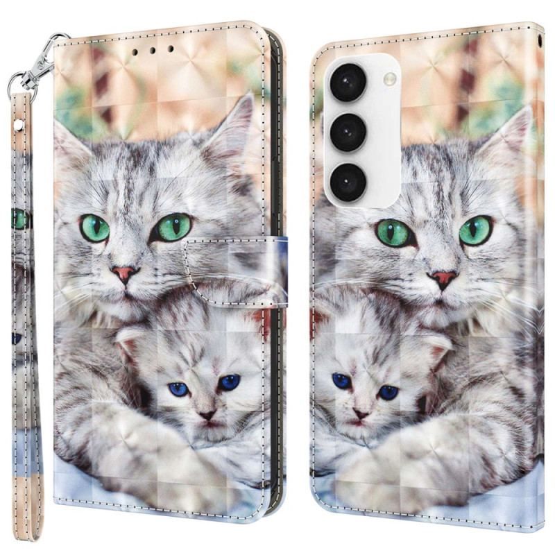 Læder Cover Samsung Galaxy S23 5G Med Snor Thong Katte