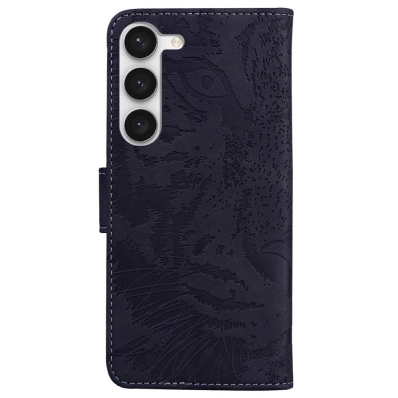 Læder Cover Samsung Galaxy S23 Plus 5G Tiger Fodaftryk