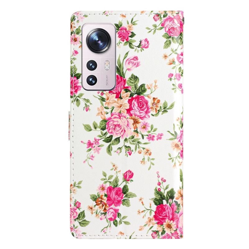 Læder Cover Xiaomi 12 Lite Med Snor Rem Liberty Flowers